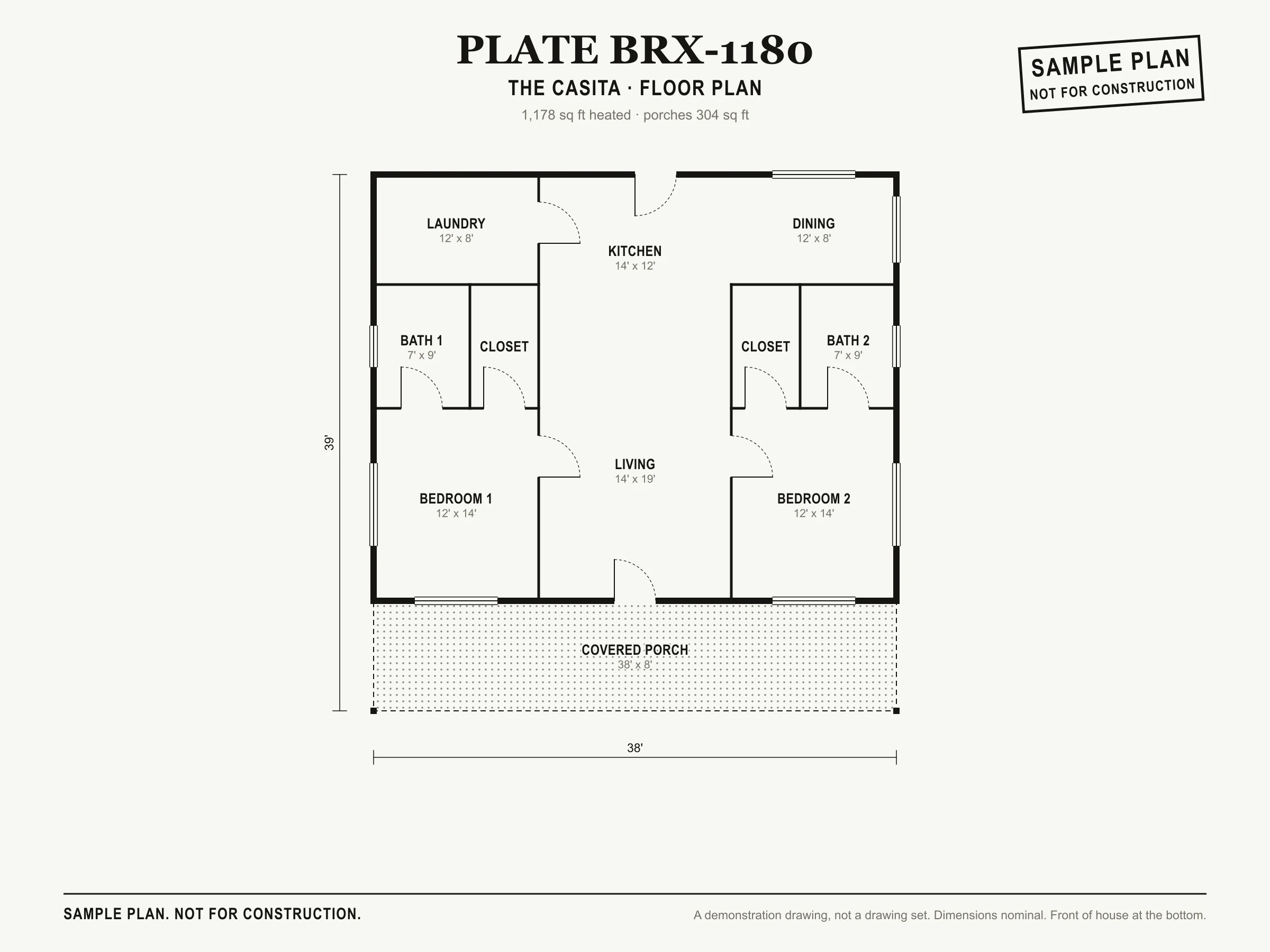 The Casita sample floor plan, level 1