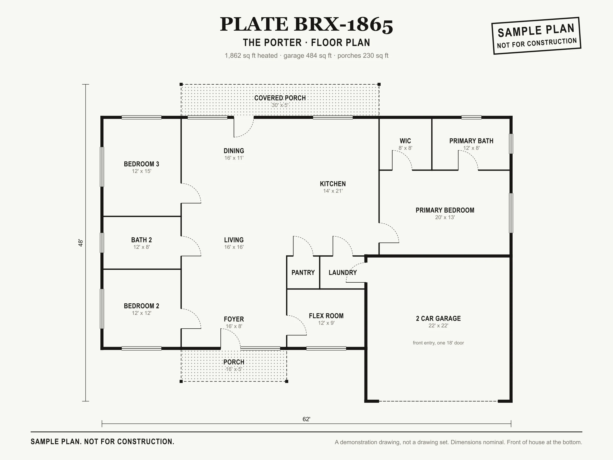 The Porter sample floor plan, level 1