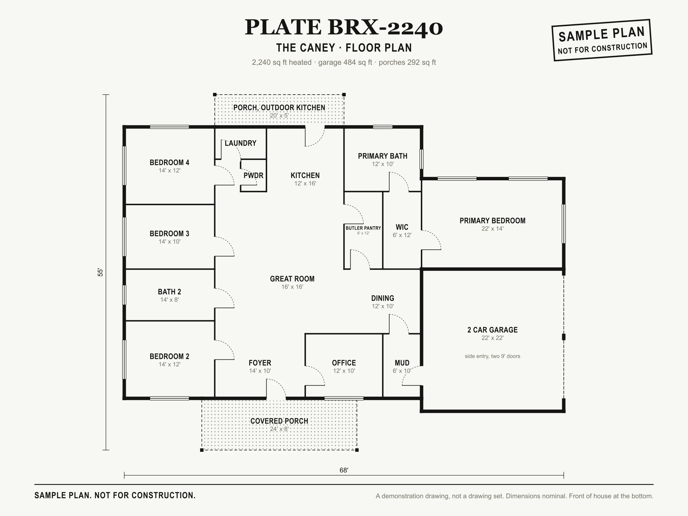 The Caney sample floor plan, level 1
