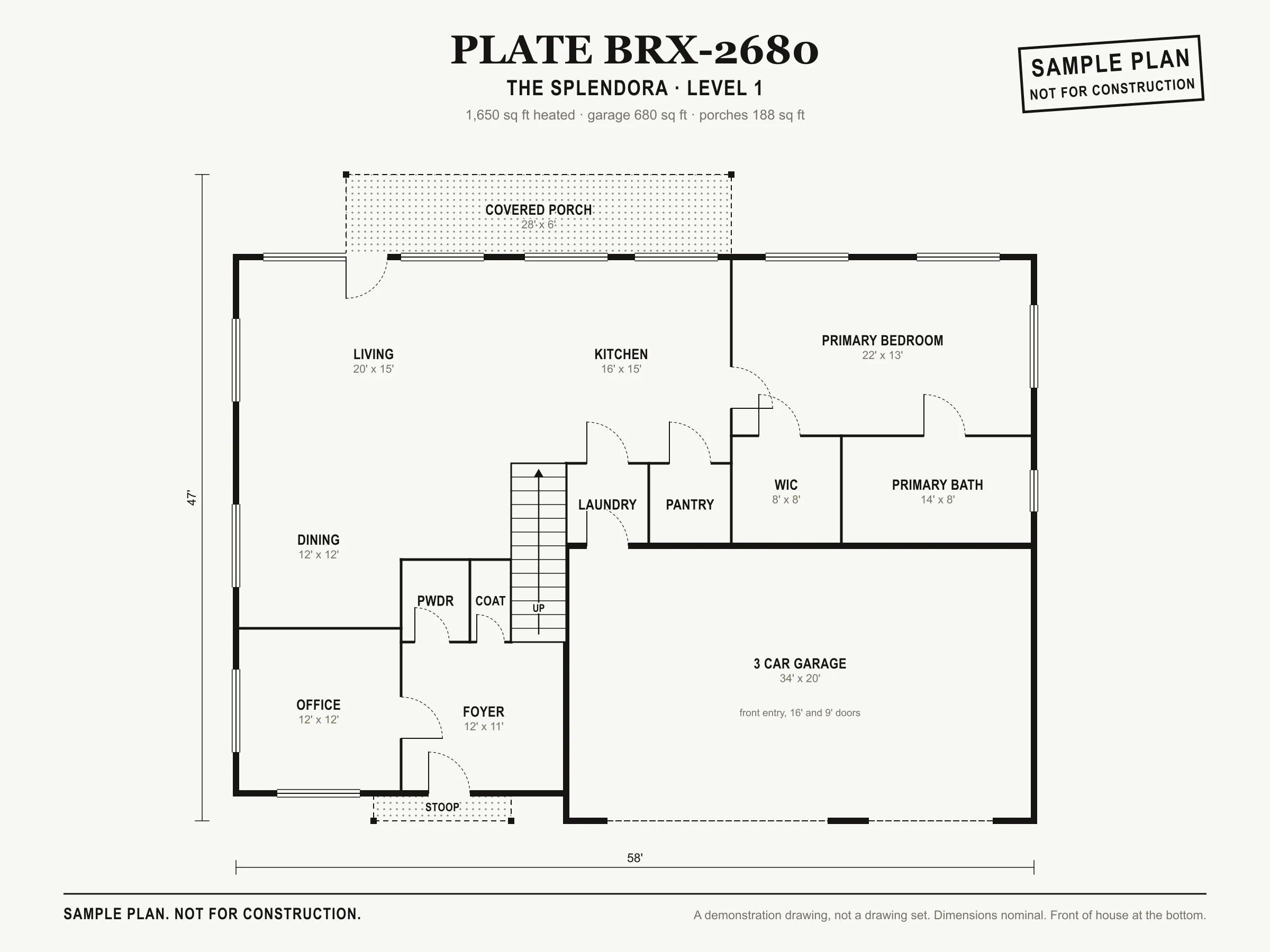 The Splendora sample floor plan, level 1