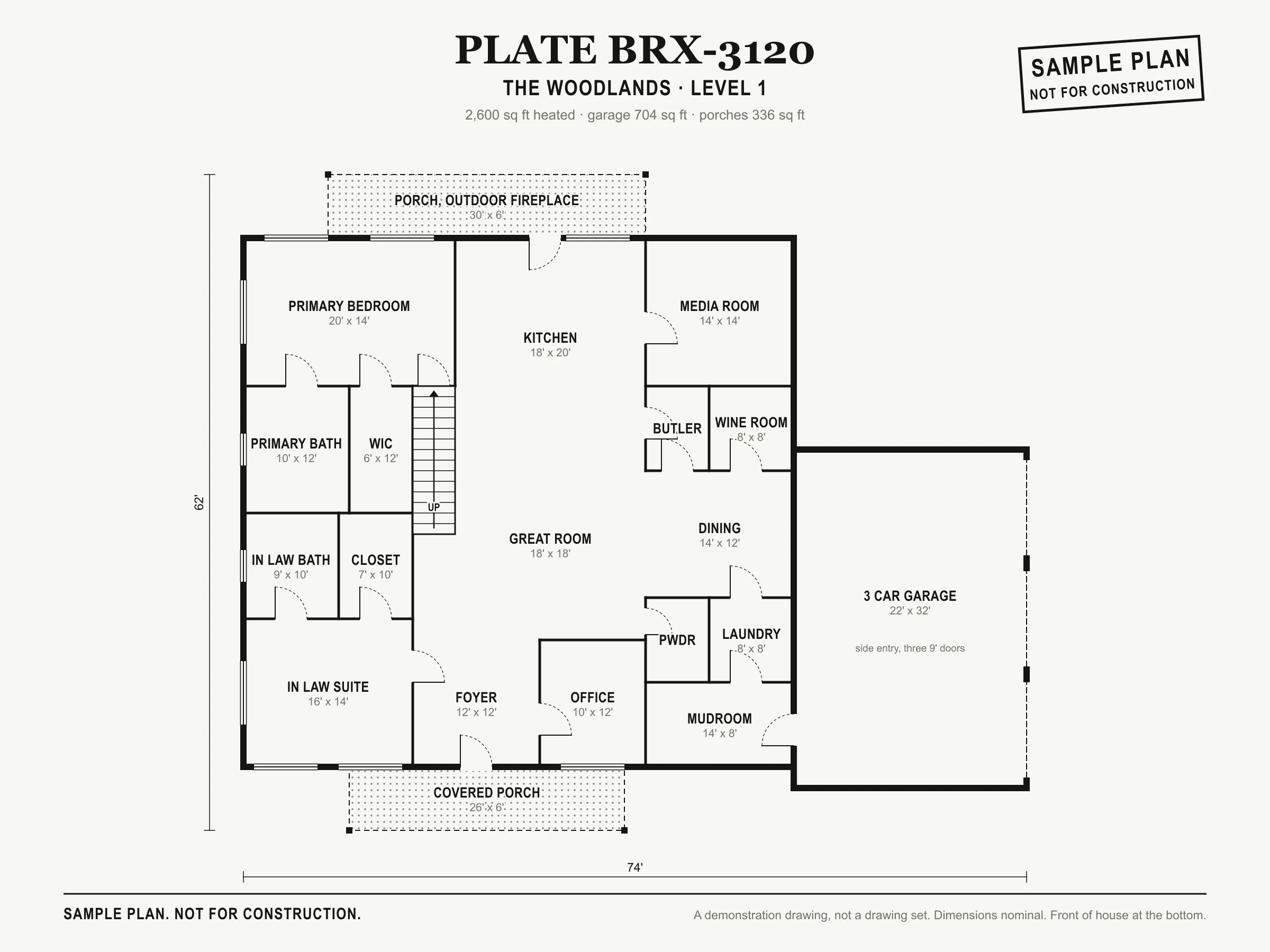 The Woodlands sample floor plan, level 1
