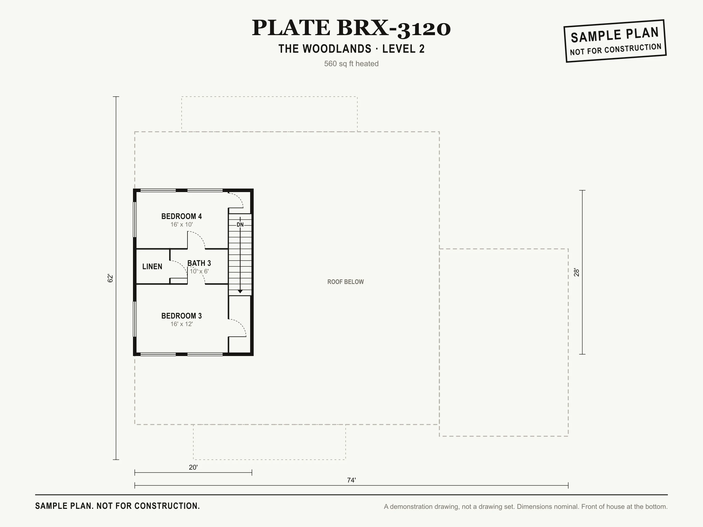 The Woodlands sample floor plan, level 2