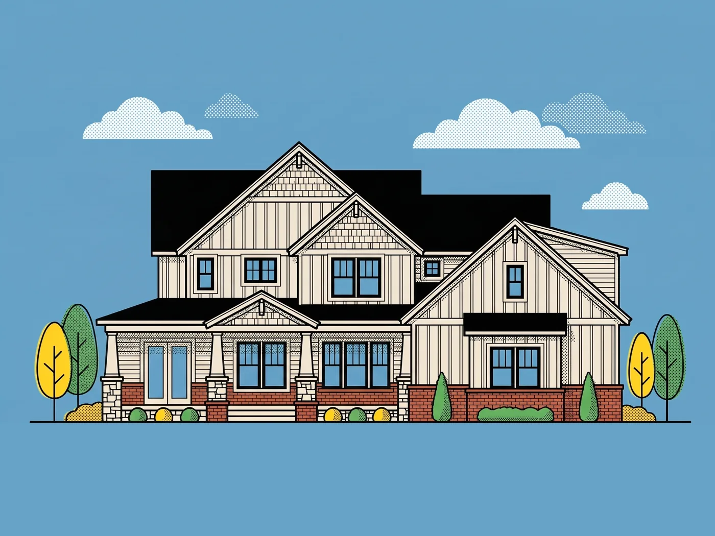 Rear elevation of The Woodlands, illustrative