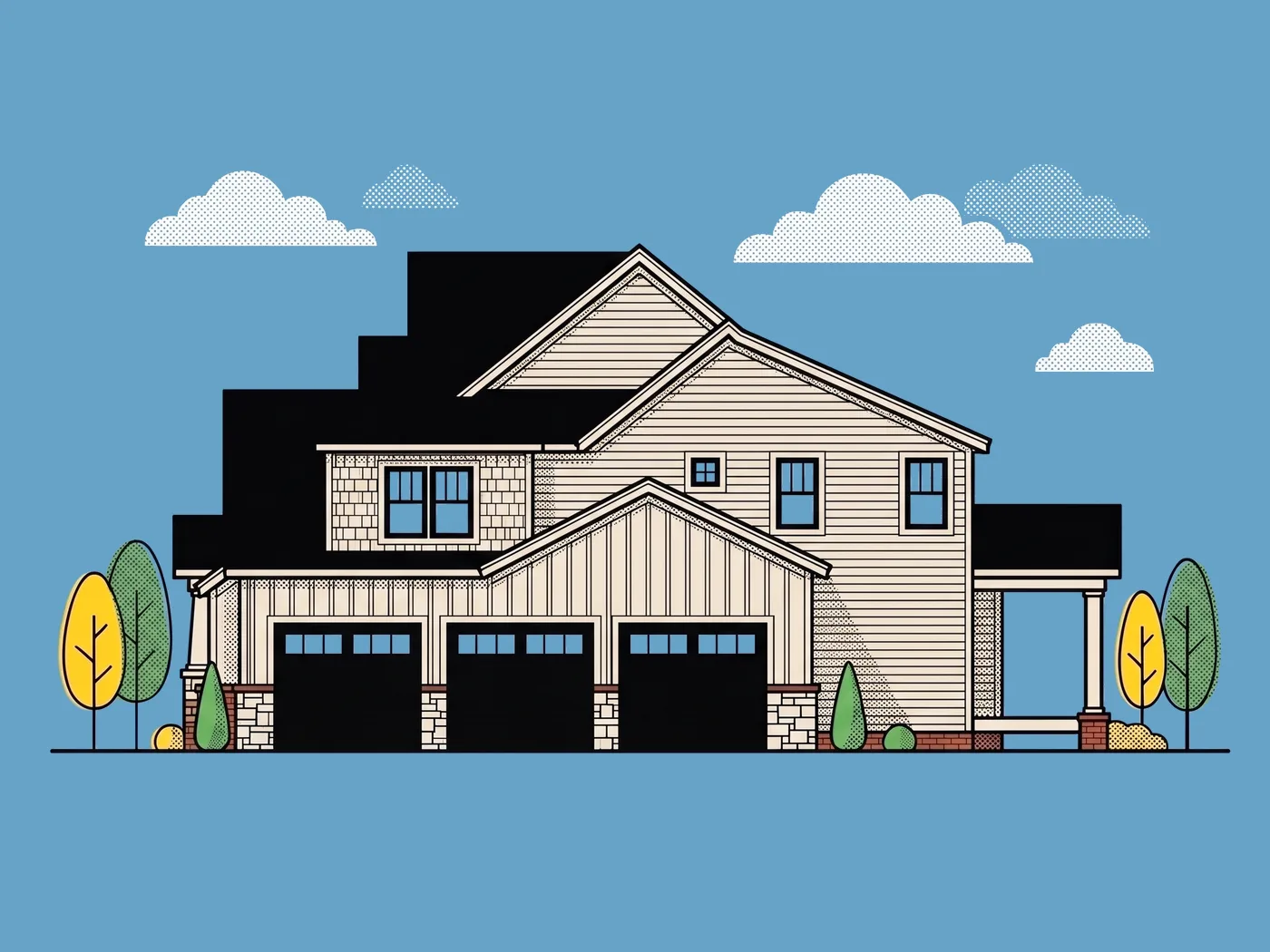 Side elevation of The Woodlands, illustrative