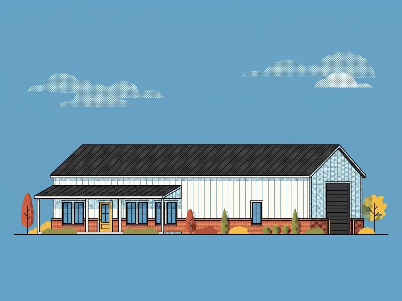 Illustrative front elevation of The Shouse 1800, plan BRX-B1800