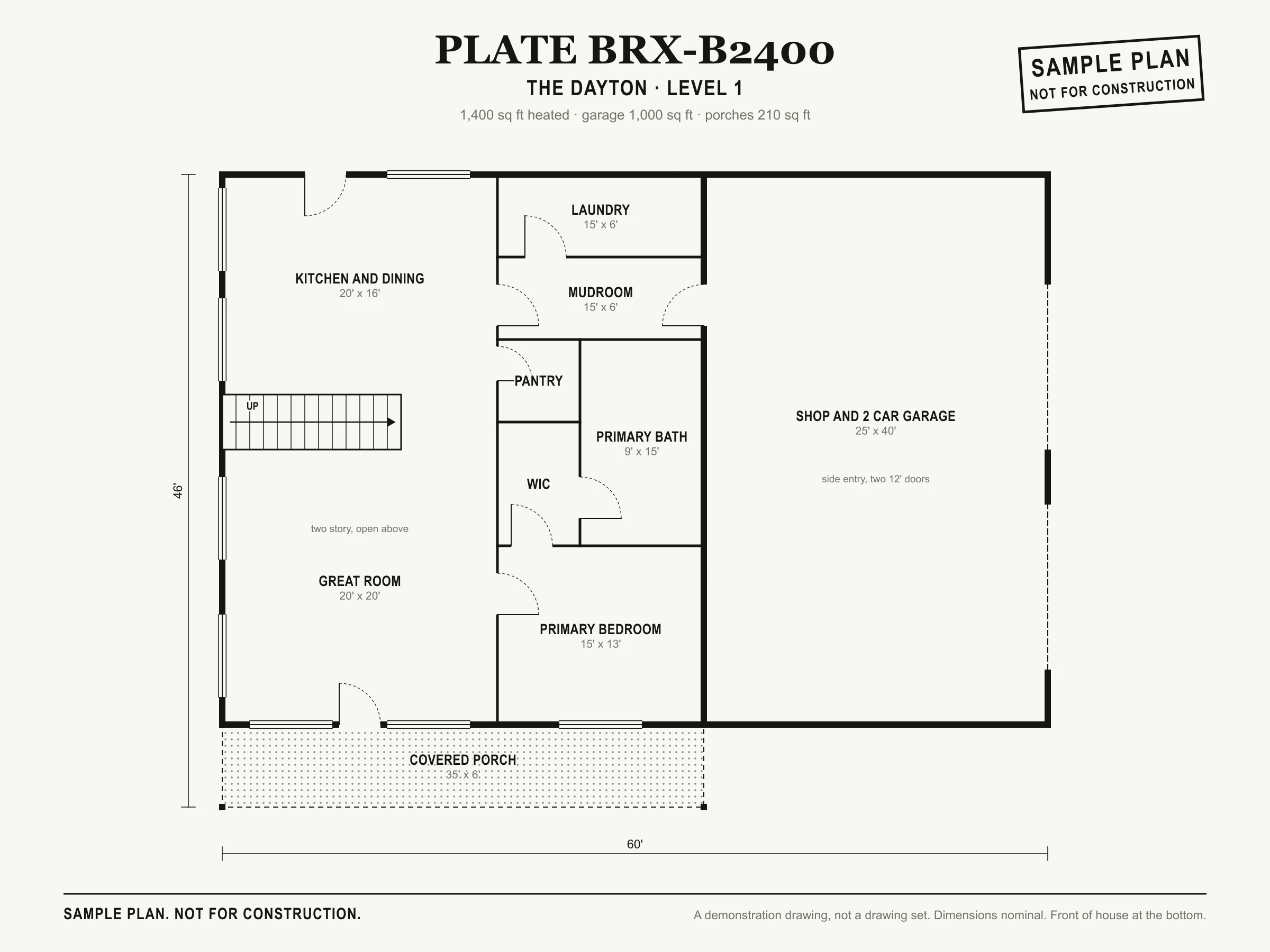 The Dayton sample floor plan, level 1