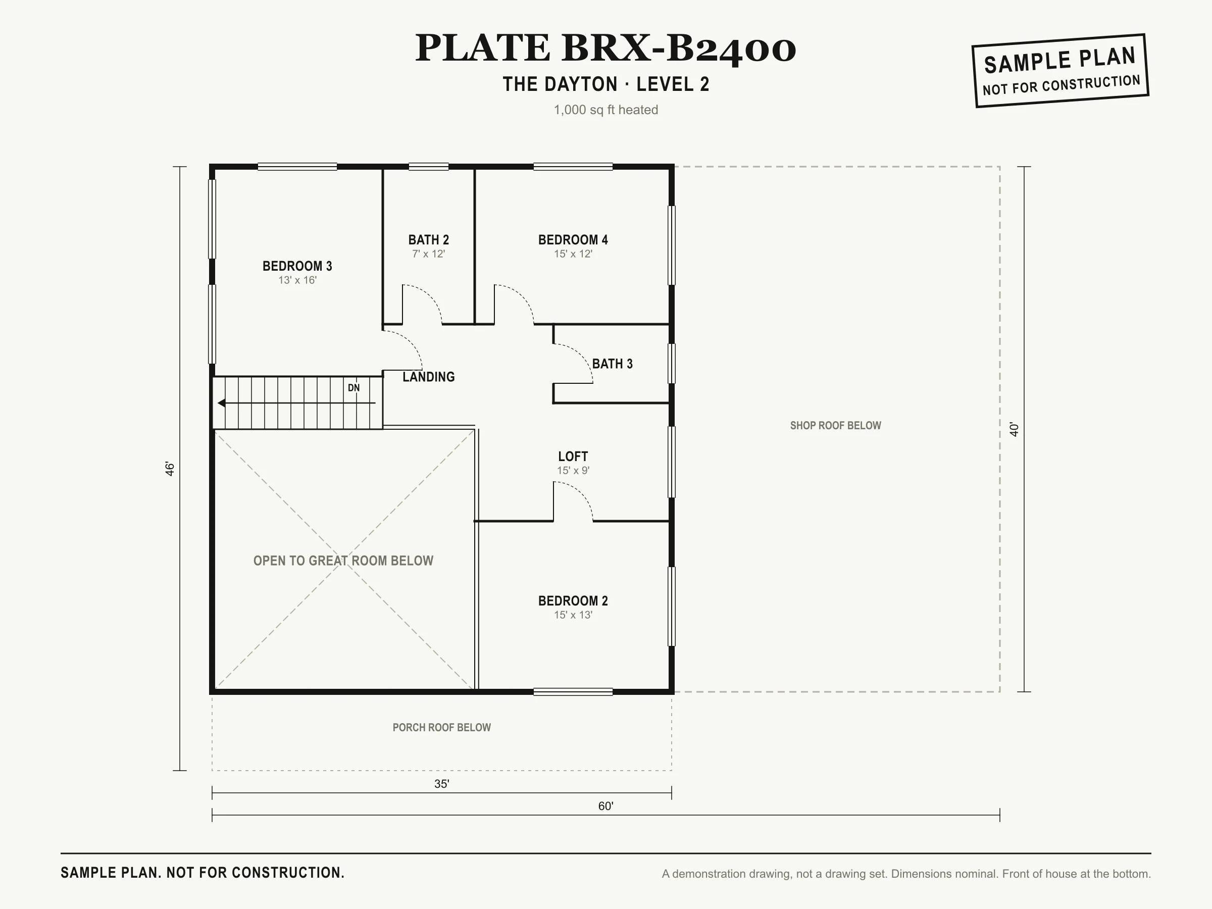 The Dayton sample floor plan, level 2