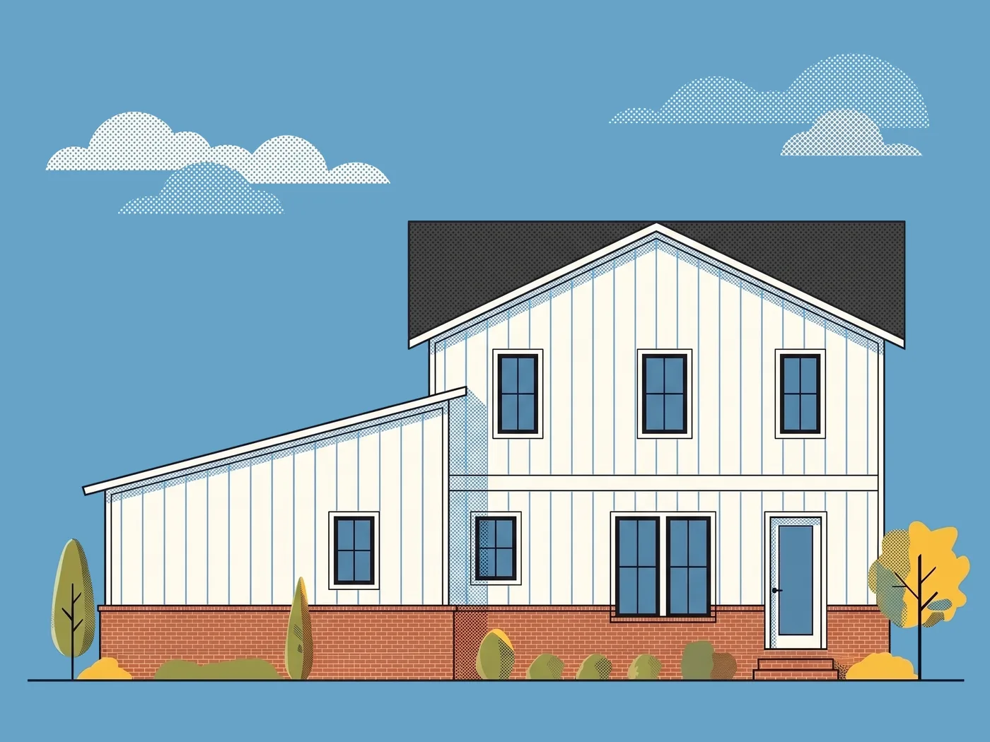 Rear elevation of The Dayton, illustrative