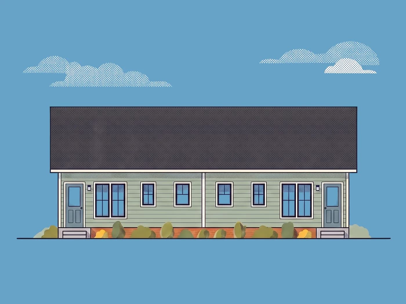 Rear elevation of The Pecan Duplex, illustrative