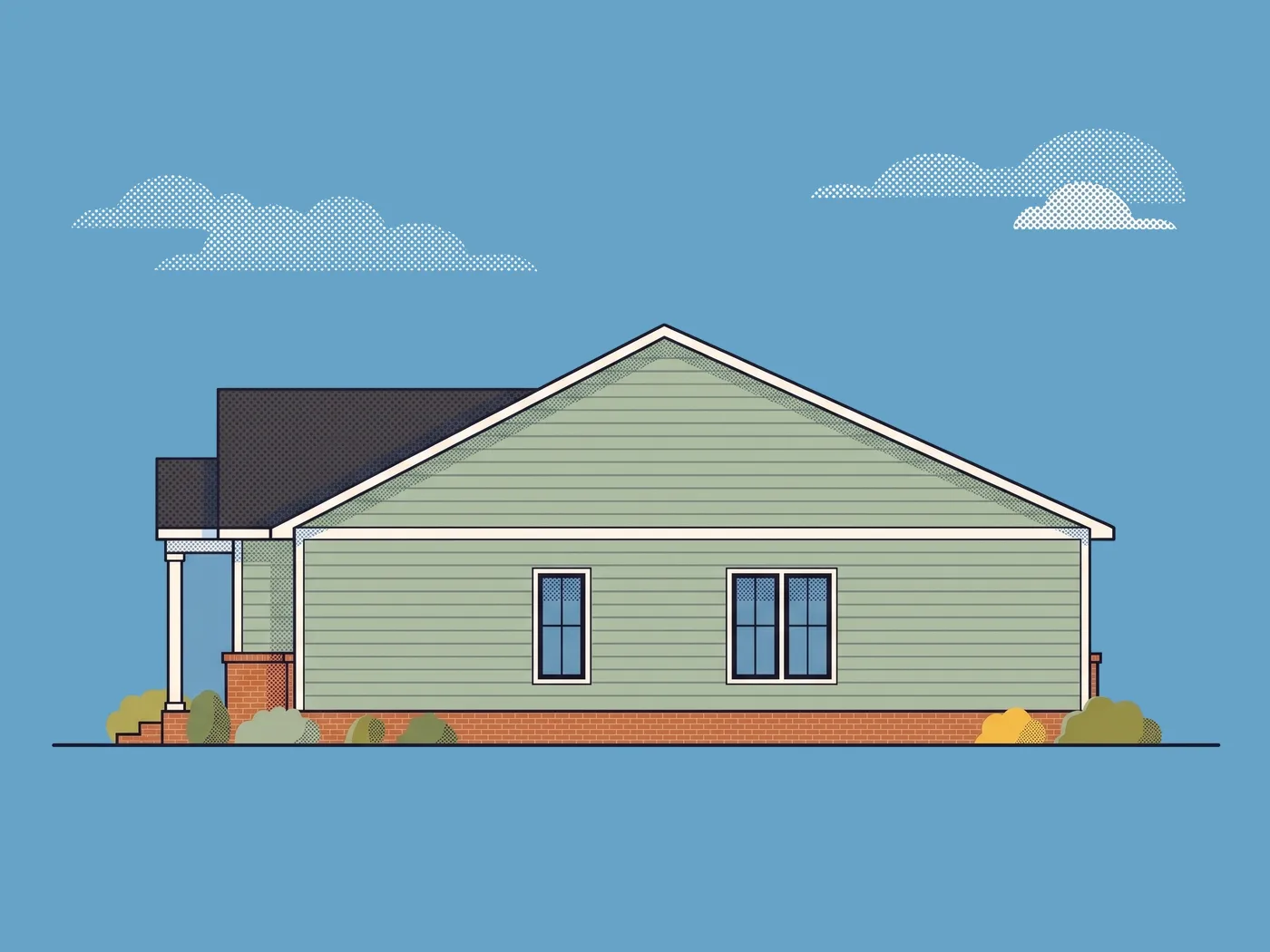 Side elevation of The Pecan Duplex, illustrative