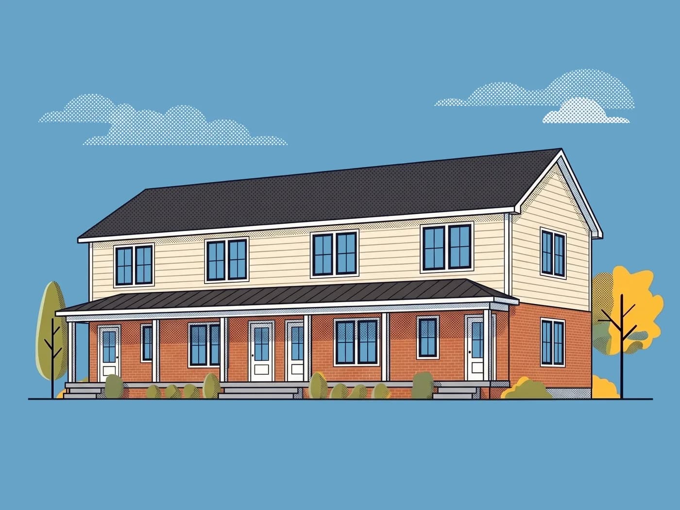 Street view of The Cedar Court Fourplex, illustrative
