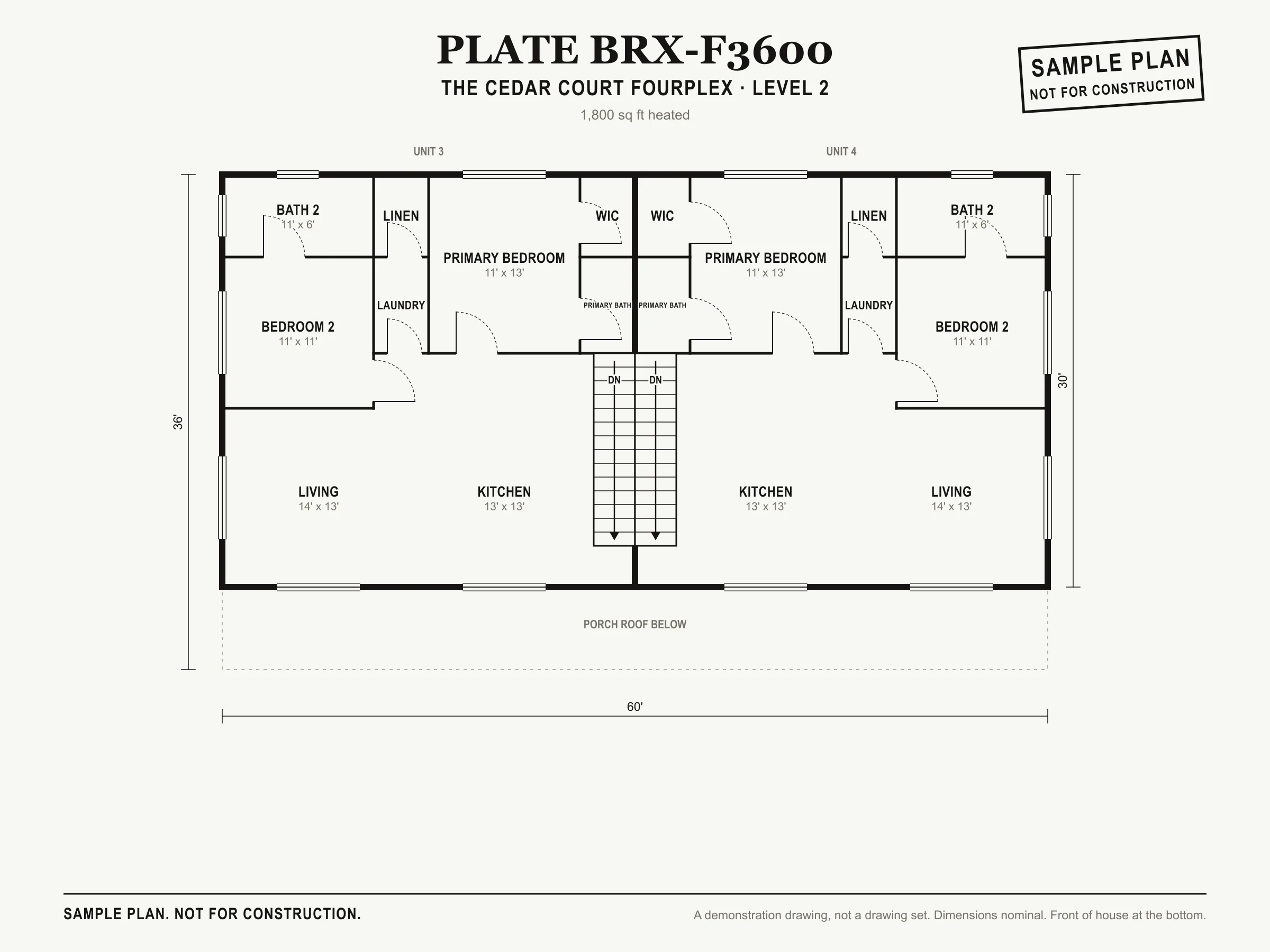 The Cedar Court Fourplex sample floor plan, level 2