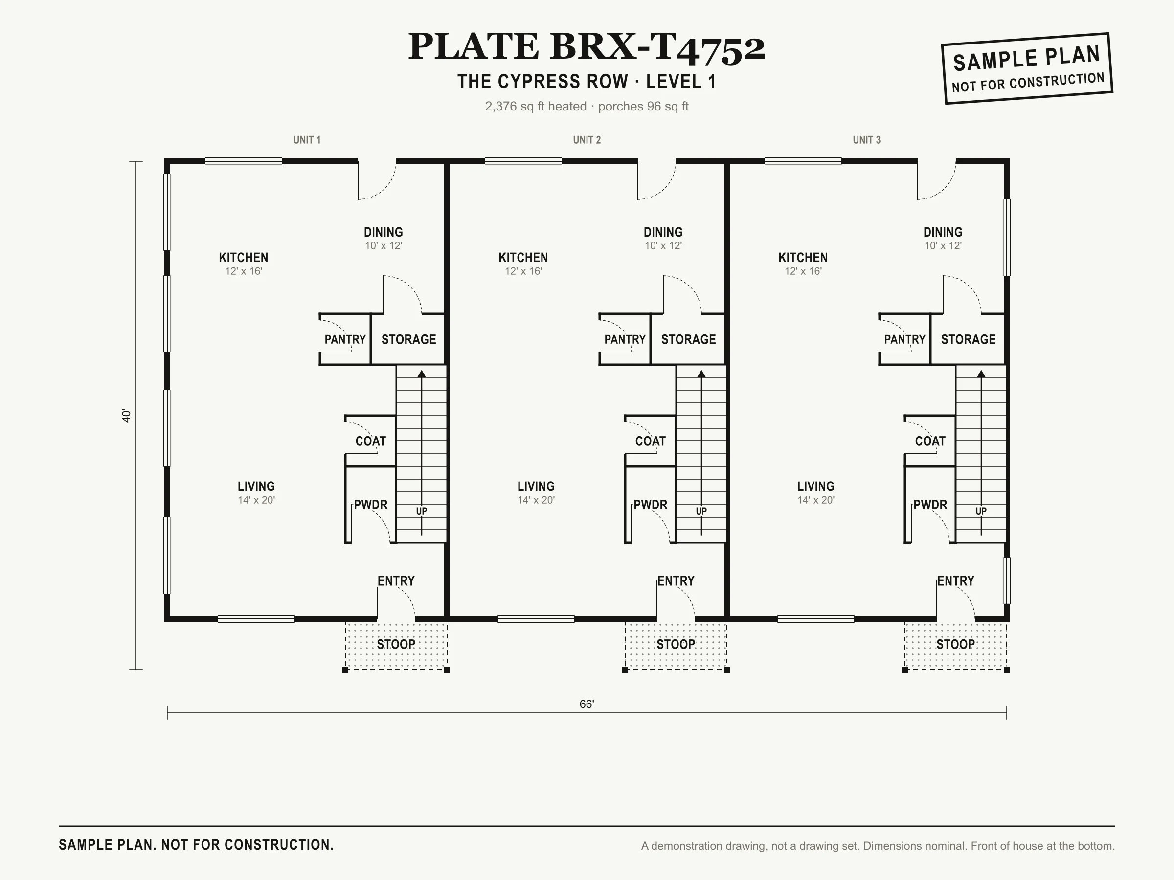 The Cypress Row sample floor plan, level 1