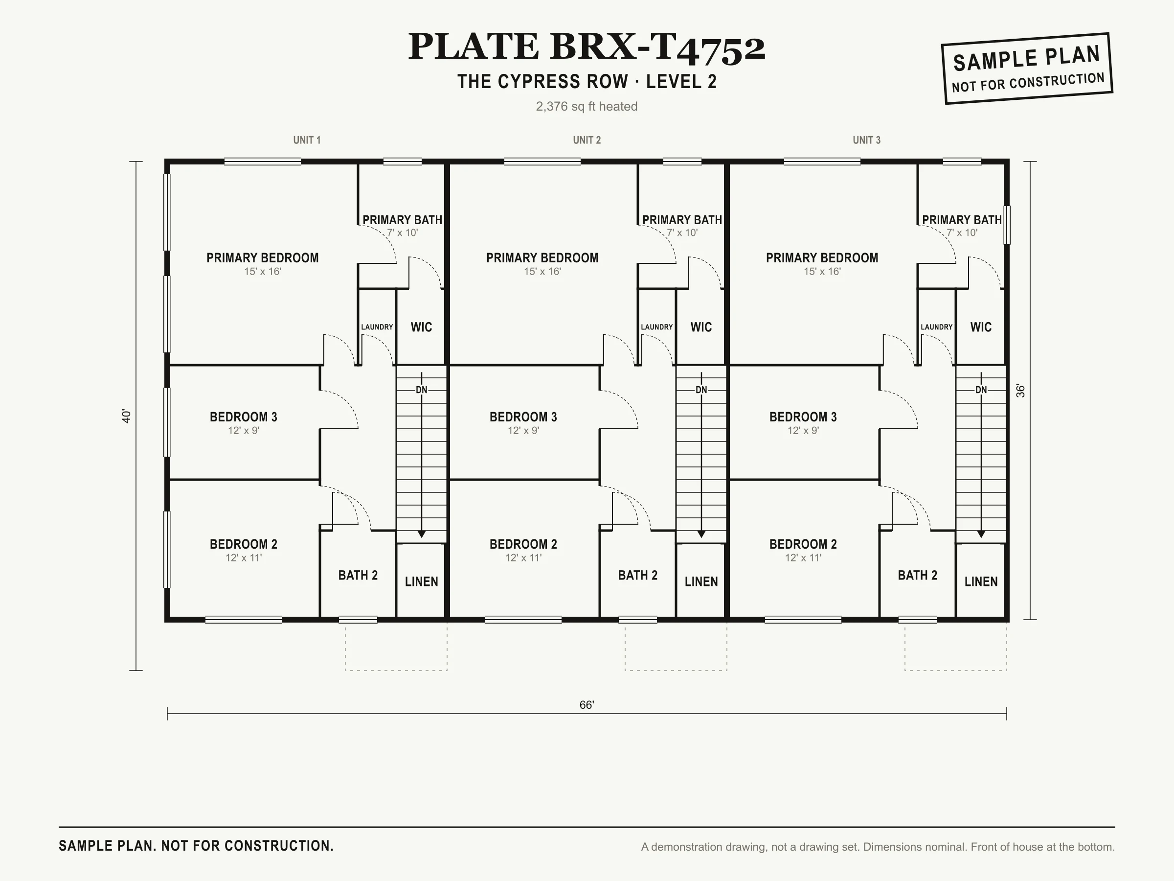 The Cypress Row sample floor plan, level 2