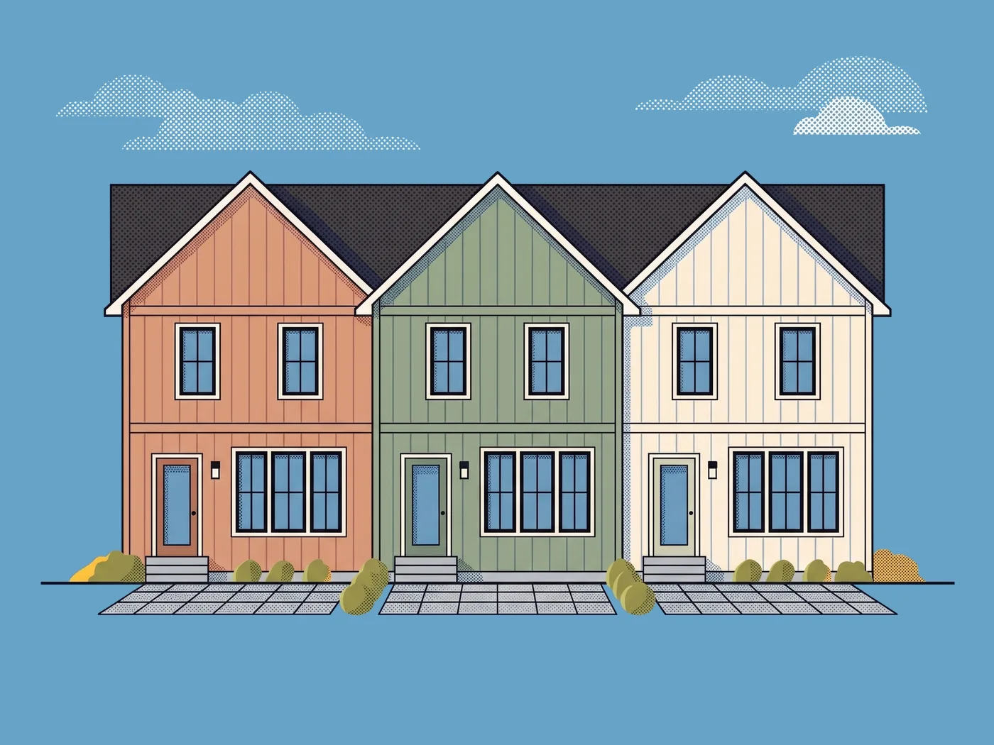 Rear elevation of The Cypress Row, illustrative
