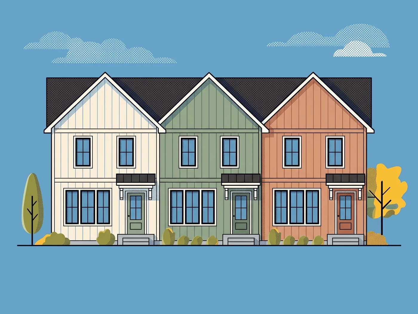 Illustrative front elevation of The Cypress Row, plan BRX-T4752